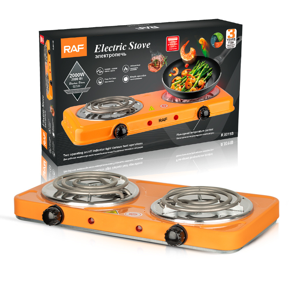 RAF Double-Head Electric Hot Plate – European Style, Multi-Use Indoor Heater & Cooker