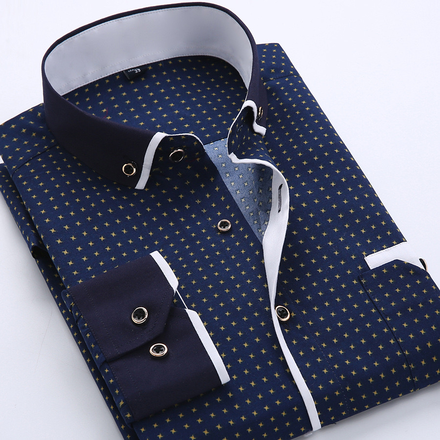 Men’s Slim Fit Printed Shirt – Formal & Casual Long Sleeve Style for Youth