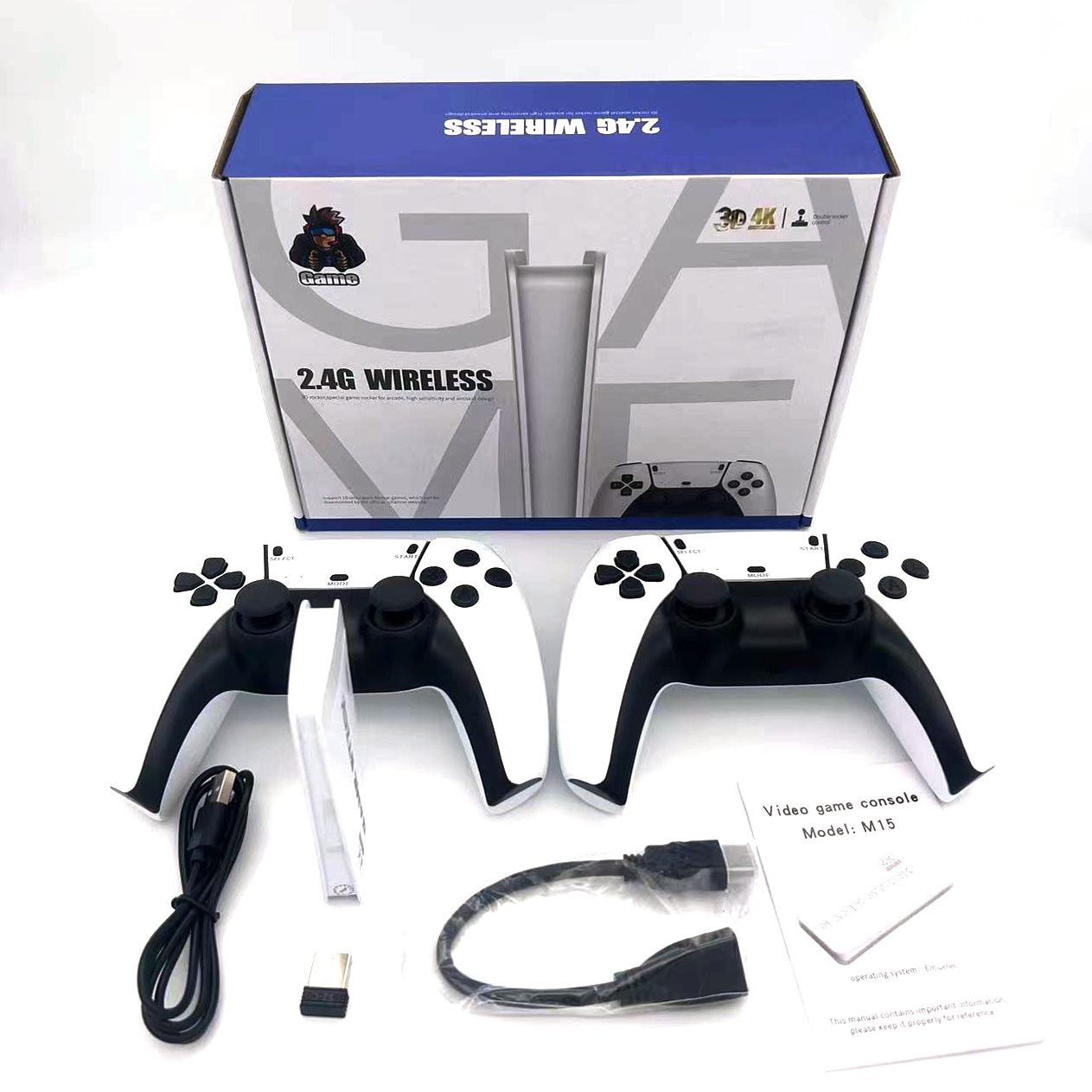 M15 HD Retro Game Console – Dual Wireless Controllers, 2025 Classic TV Gaming System